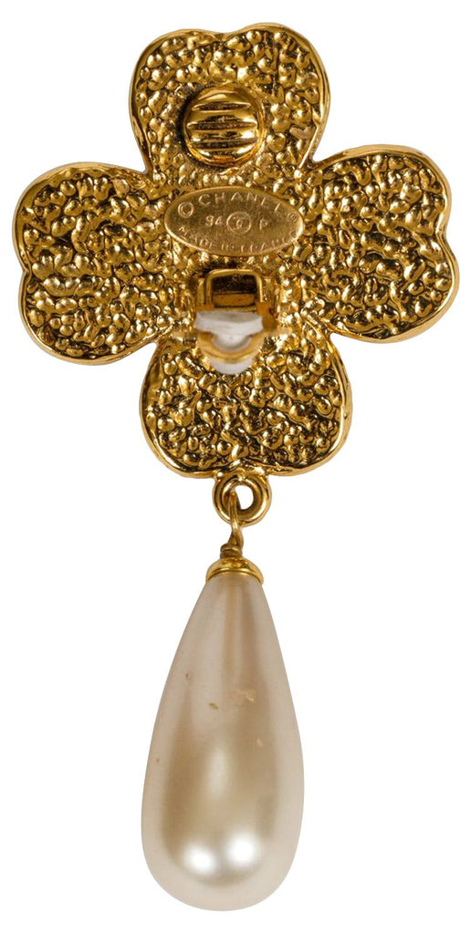 Chanel Clover Flower Pearl Earrings