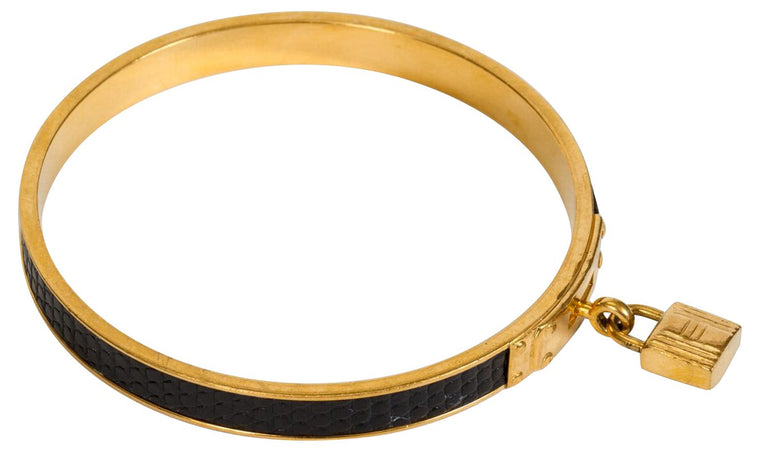 Hermès Black Lizard Cadena Bangle