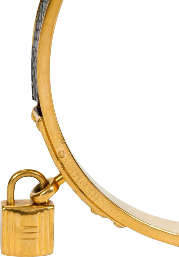 Hermès Black Lizard Cadena Bangle