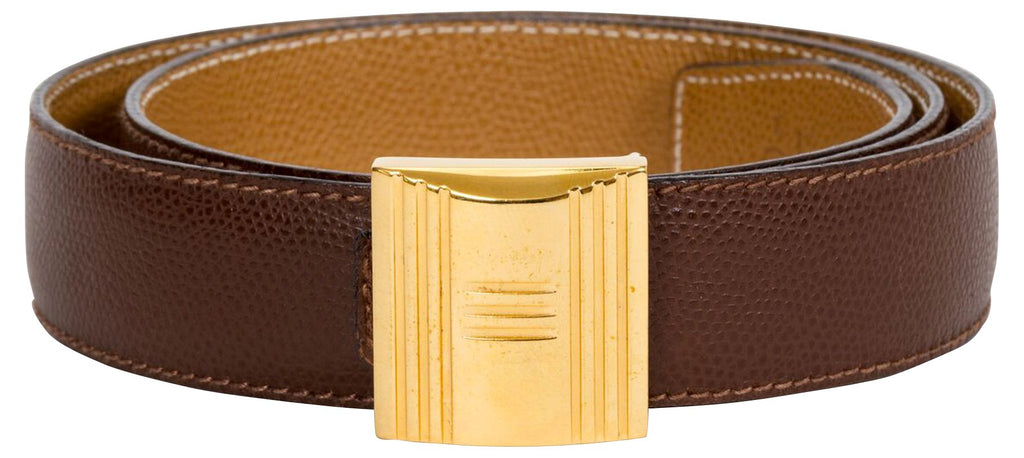 Hermès Brown & Gold Lock Reversible Belt