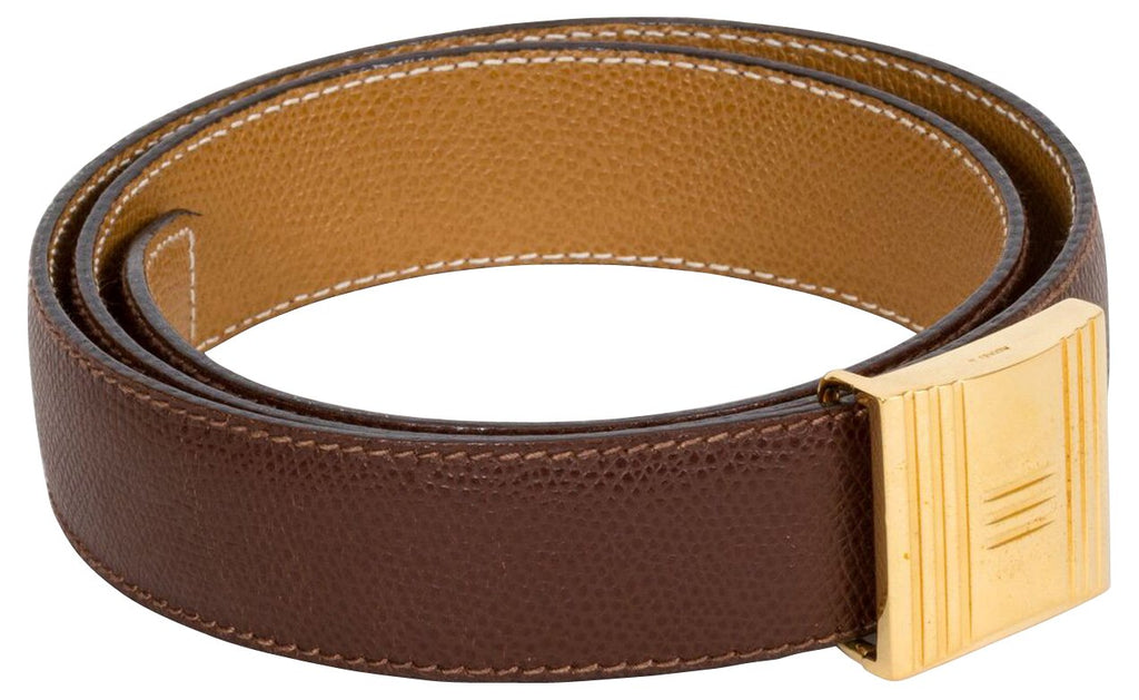 Hermès Brown & Gold Lock Reversible Belt