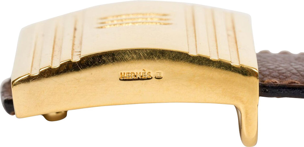 Hermès Brown & Gold Lock Reversible Belt