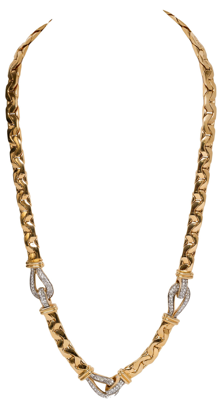 Ciner Gold Rhinestone Link Necklace
