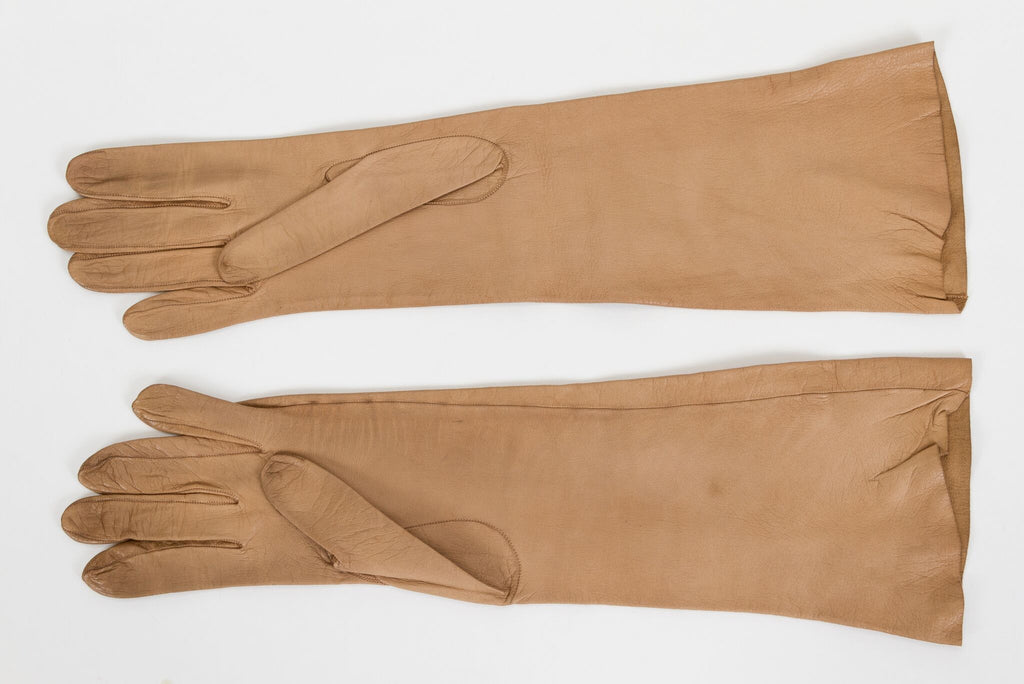 Hermès Beige Lambkin Long Vintage Gloves