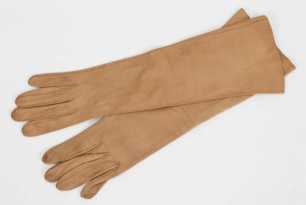 Hermès Beige Lambkin Long Vintage Gloves