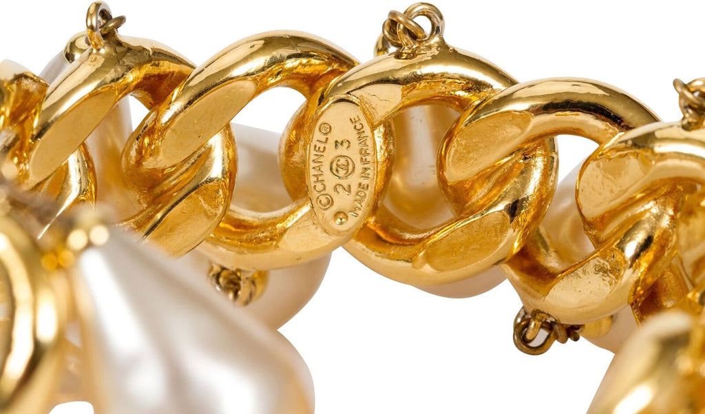1980s Chanel Pearl Charm Chain Cuff