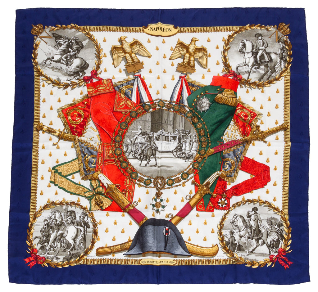 Hermès Collectible Napoleon Navy Scarf