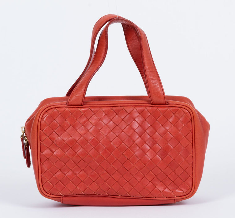 Bottega Rust Woven Zipped Handbag