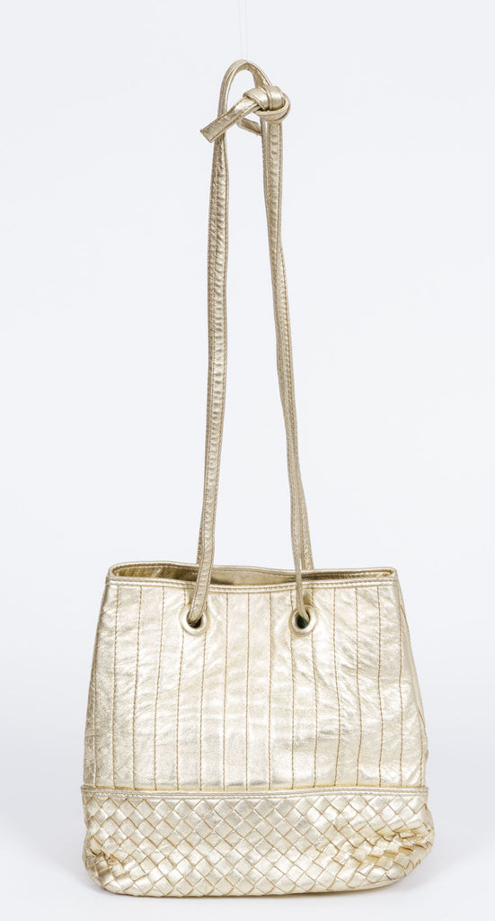 Bottega Veneta Gold Woven Shoulder Tote