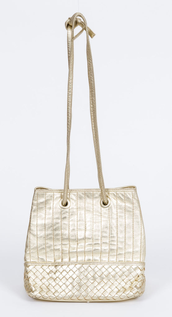 Bottega Veneta Gold Woven Shoulder Tote