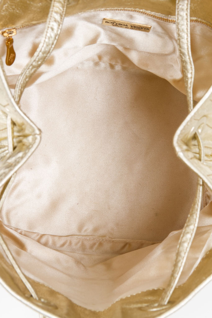 Bottega Veneta Gold Woven Shoulder Tote