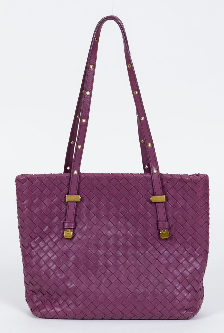 Bottega Veneta Purple Woven Medium Tote