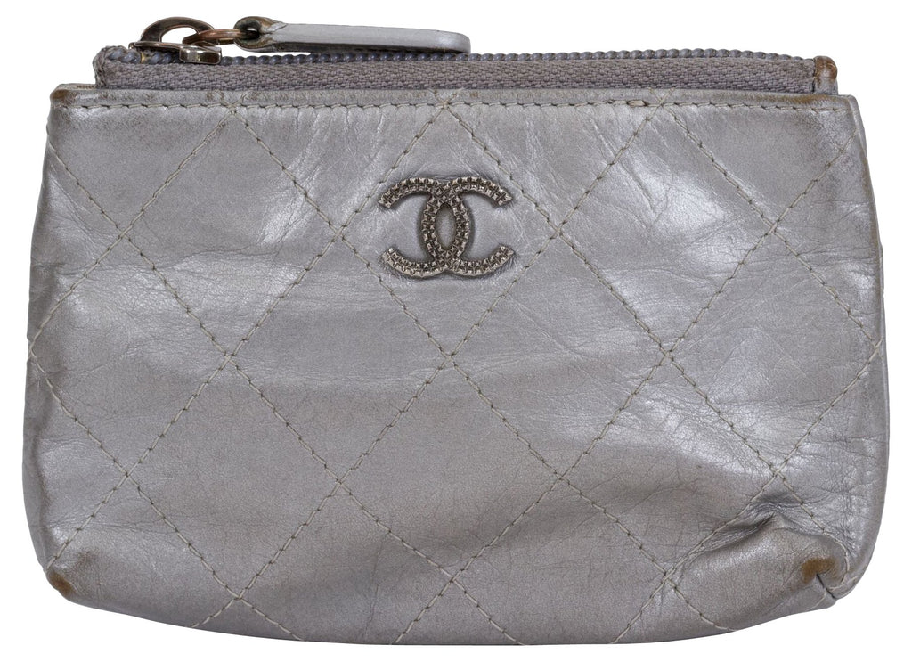 Chanel Silver Metallic Small Pochette