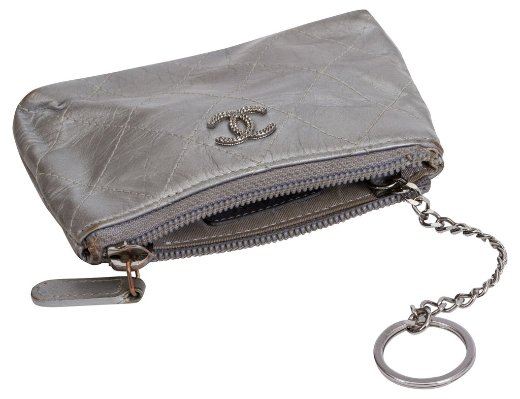 Chanel Silver Metallic Small Pochette