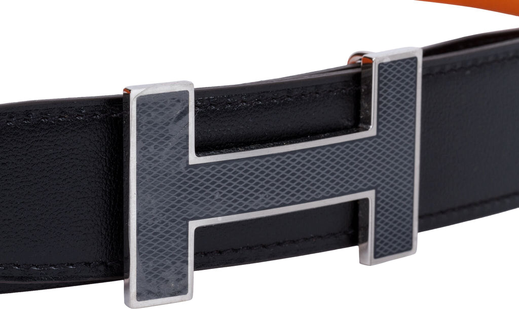 Hermès Black & Orange Unisex H Belt