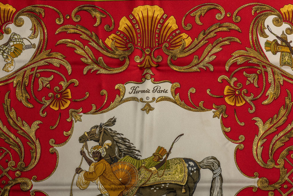 Hermès Red Silk Cheval Turc Scarf