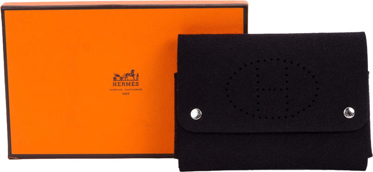 Hermès Black Felt Perforated Pouch