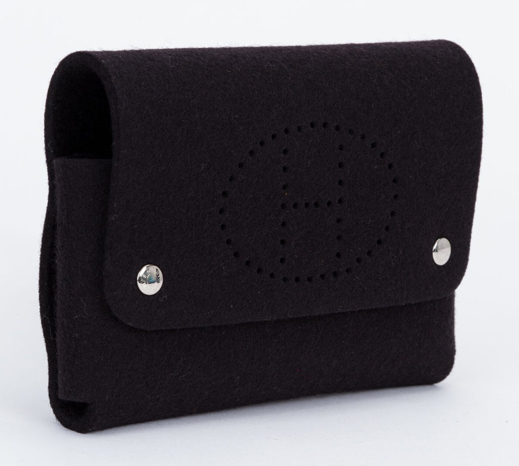 Hermès Black Felt Perforated Pouch