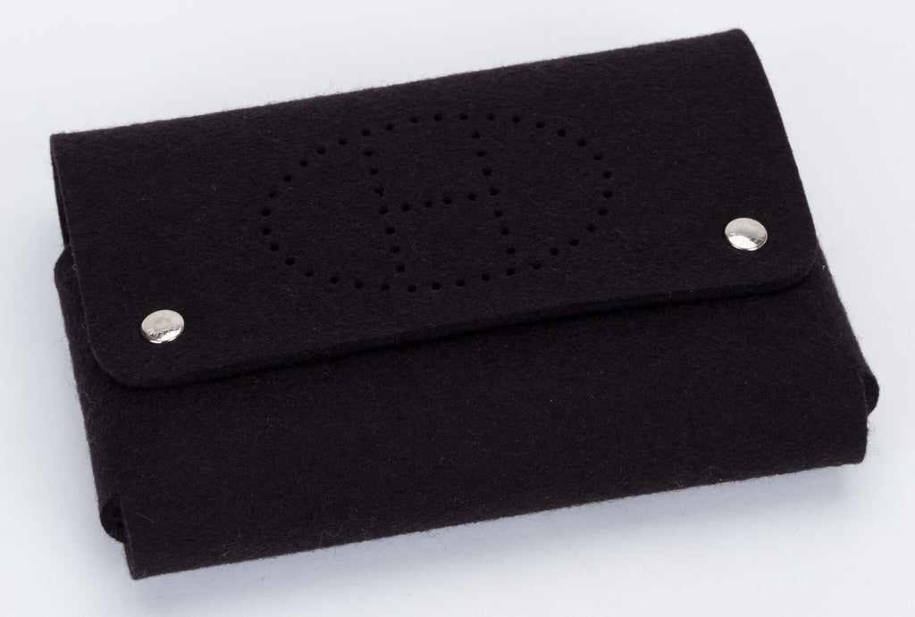Hermès Black Felt Perforated Pouch