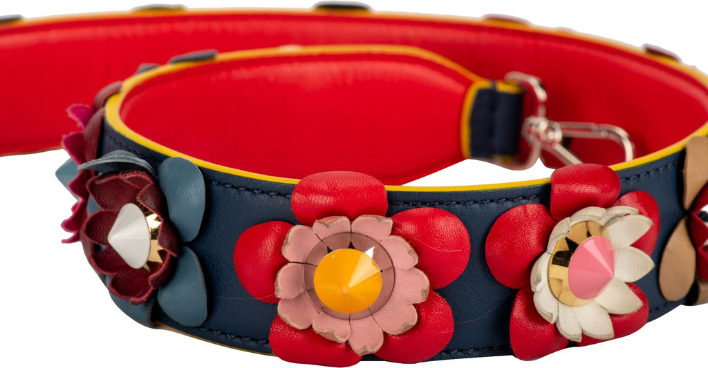 Fendi Blue & Red Multi-Flower Bag Strap