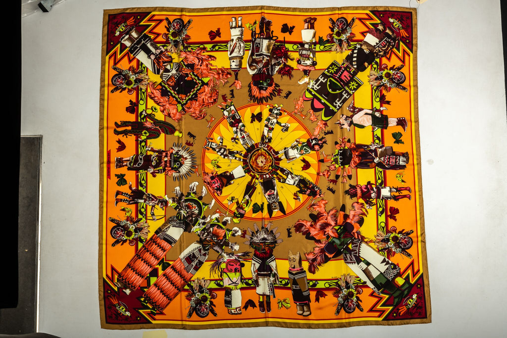Hermès Kachinas Scarf Yellow