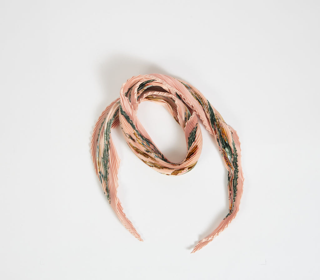 Hermès Pink Copeaux Pleated Silk Scarf