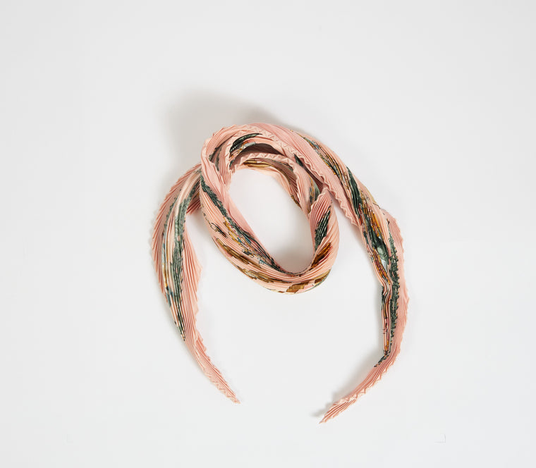 Hermès Pink Copeaux Pleated Silk Scarf