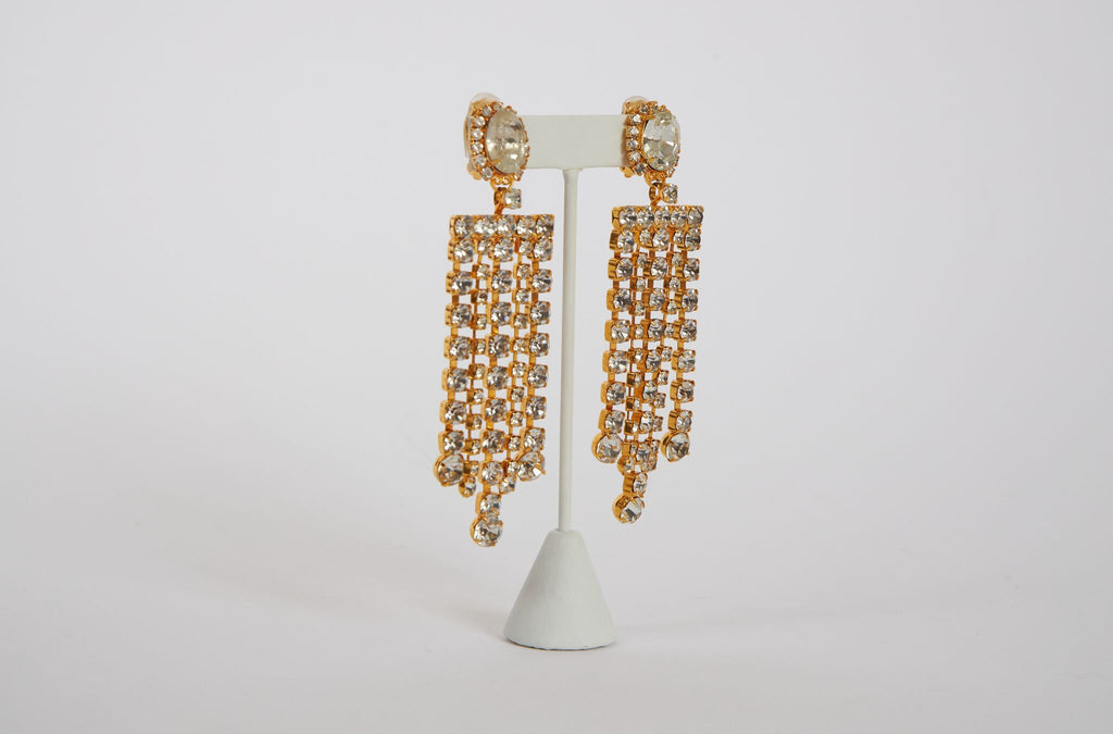 Vrba Crystal Fringe Chandelier Earrings