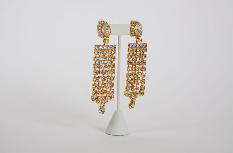 Vrba Crystal Fringe Chandelier Earrings