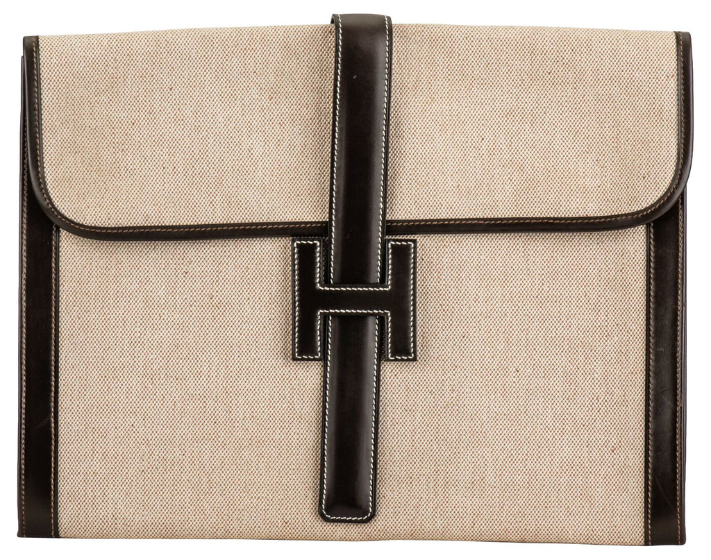 Hermès Jige Brown Toile Clutch