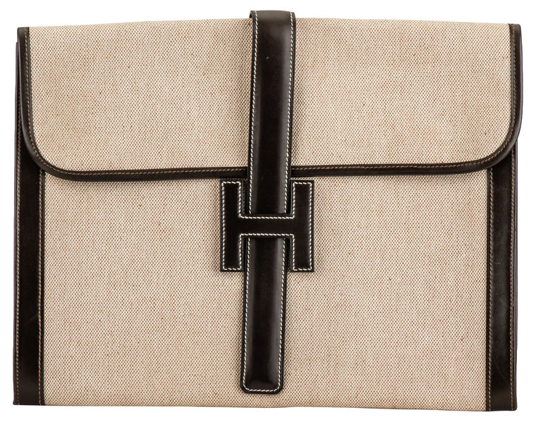 Hermès Jige Brown Toile Clutch