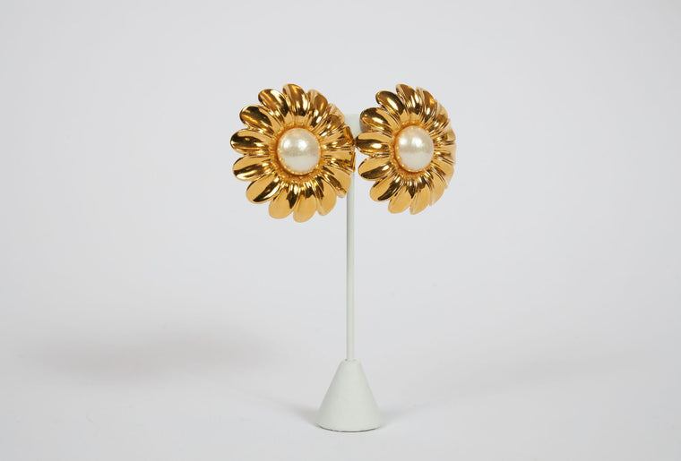Chanel Oversized Daisy 70s Earrings