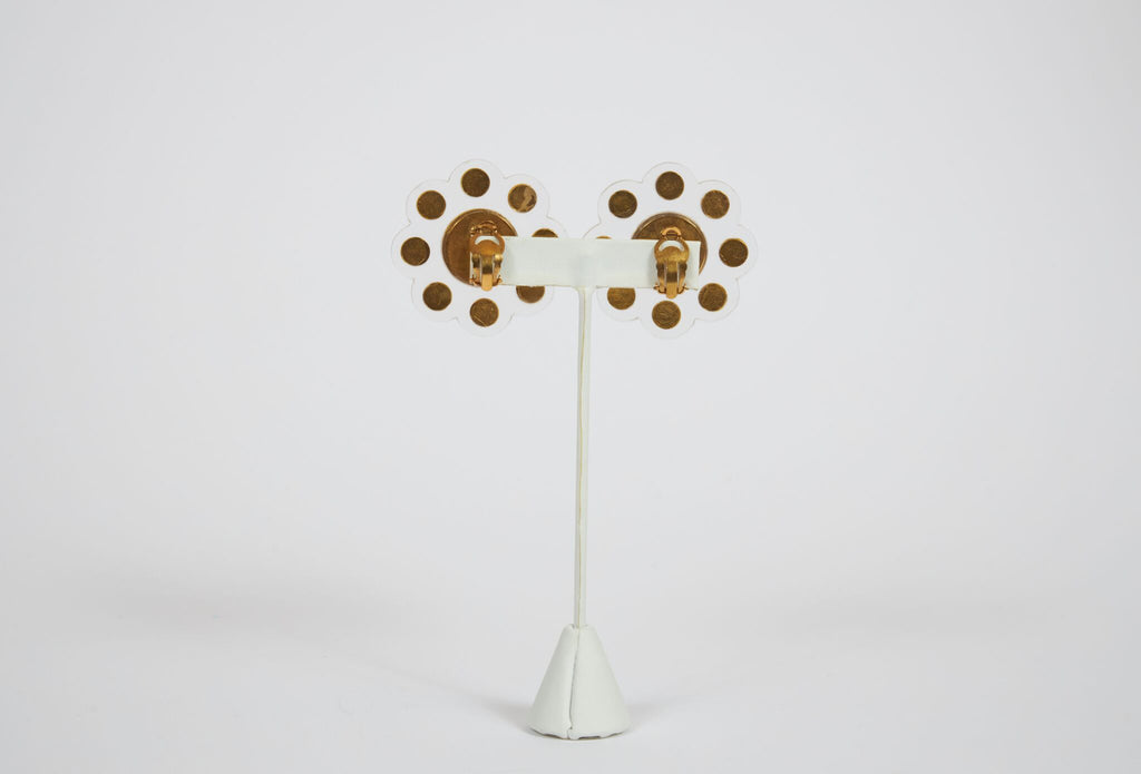 Chanel Rare Lucite Pearl Flower Earrings