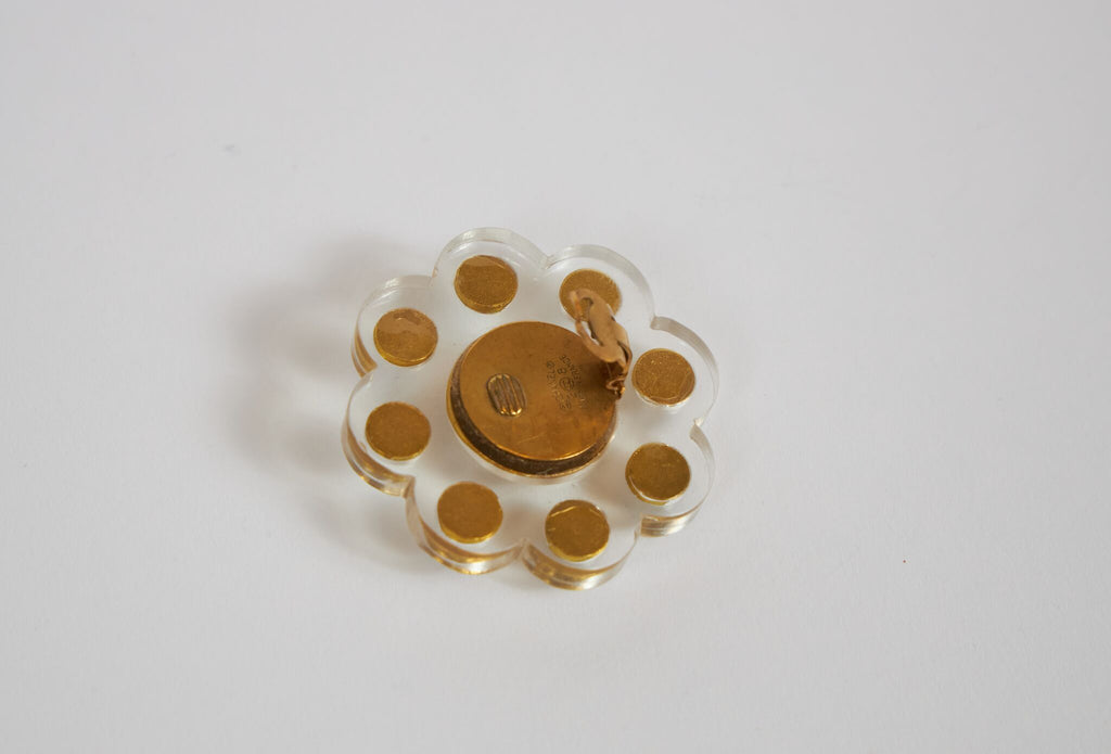 Chanel Rare Lucite Pearl Flower Earrings