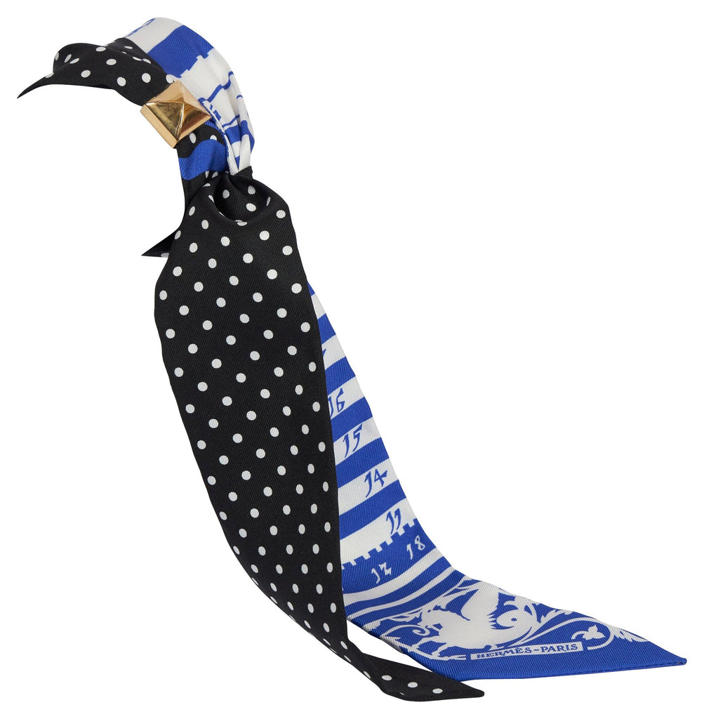 Hermes Blue/Black Patchwork Twill Scarf