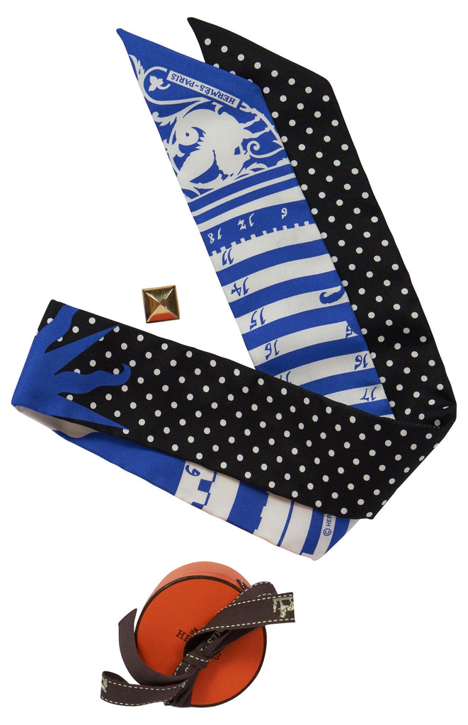 Hermes Blue/Black Patchwork Twill Scarf