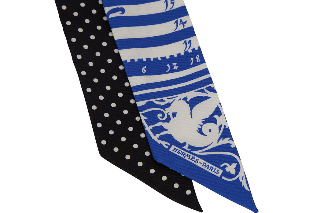 Hermes Blue/Black Patchwork Twill Scarf
