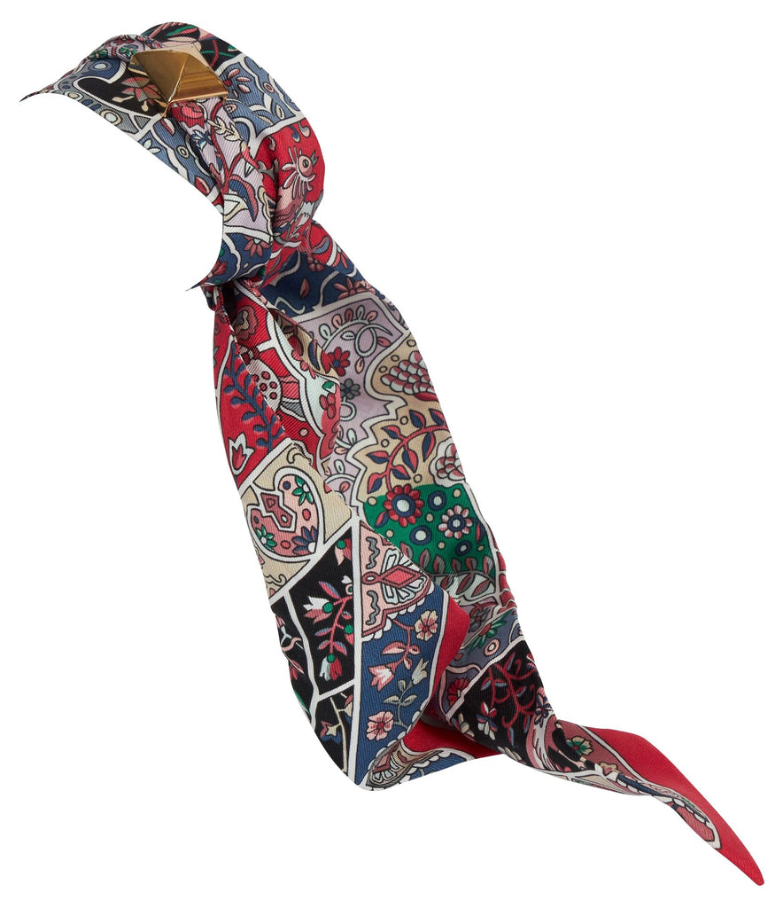 Hermès Red Paisley Silk Twilly Scarf