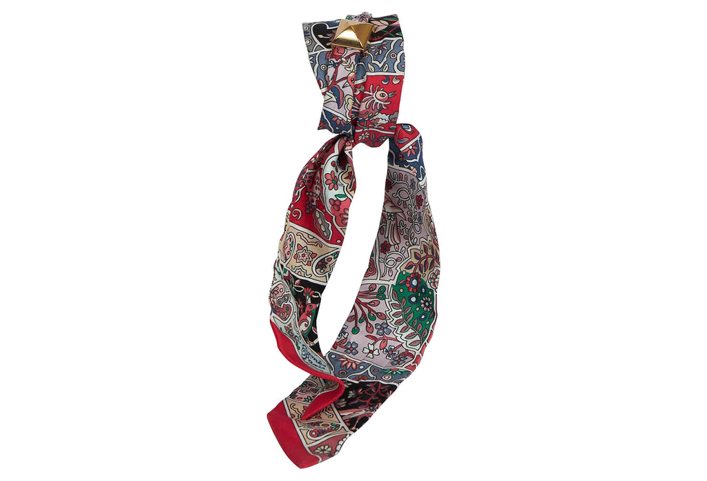 Hermès Red Paisley Silk Twilly Scarf