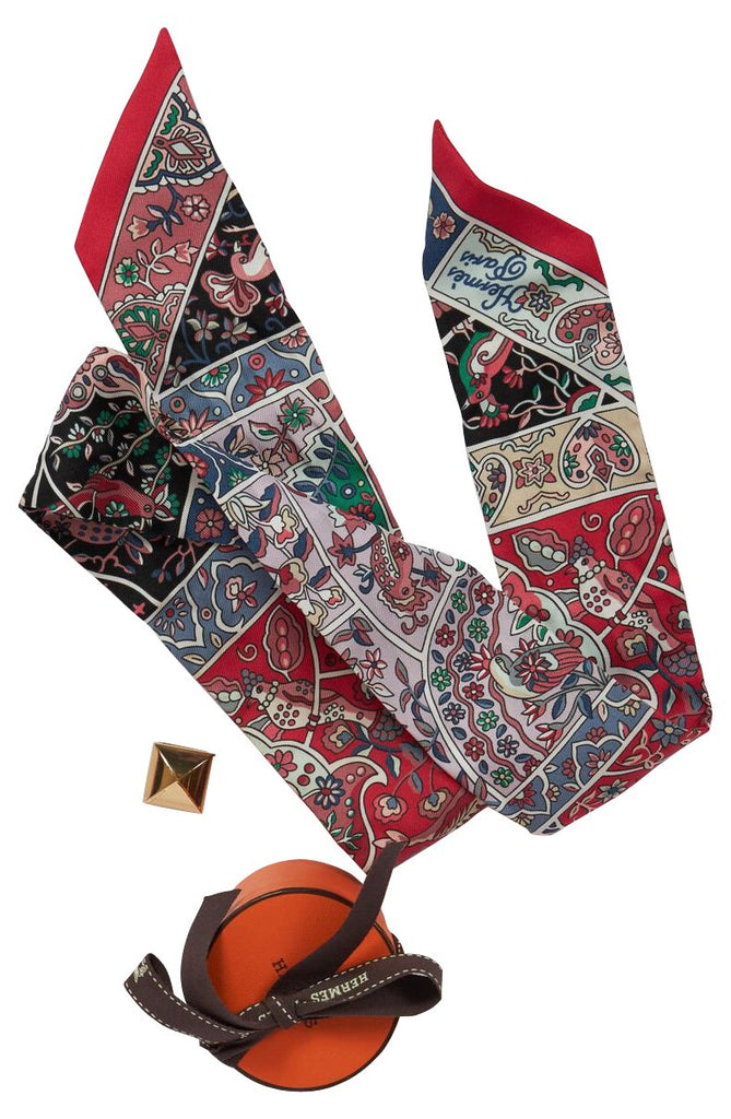 Hermès Red Paisley Silk Twilly Scarf