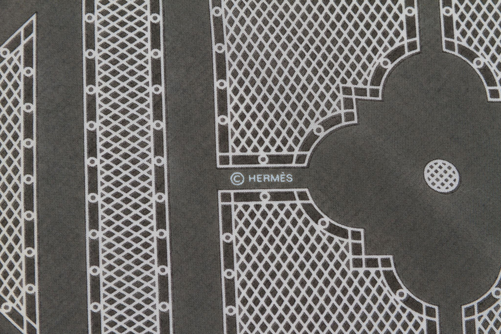 Hermès Grey Geometric Cotton Pochette
