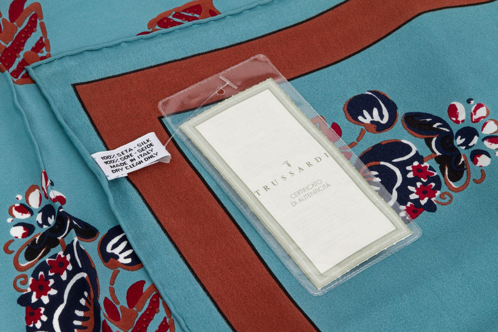 Trussardi Avio/Brown Silk NEW Scarf