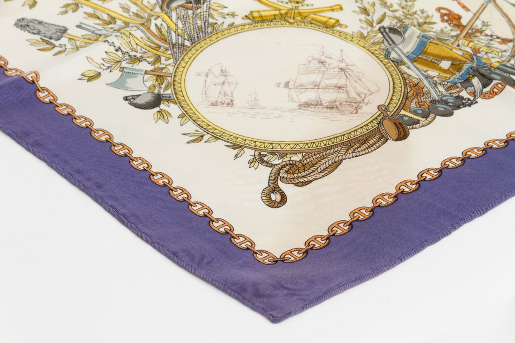 Hermès Blue Vieille Marine Silk Scarf