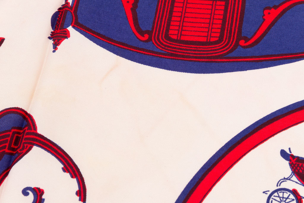 Hermes Vintage Red Carrosse Silk Scarf
