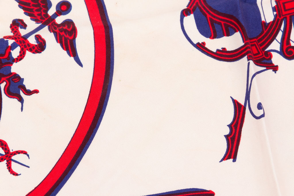 Hermes Vintage Red Carrosse Silk Scarf