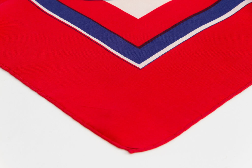 Hermes Vintage Red Carrosse Silk Scarf