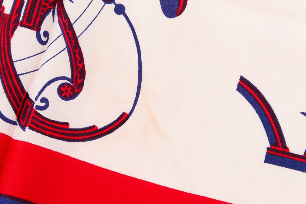 Hermes Vintage Red Carrosse Silk Scarf
