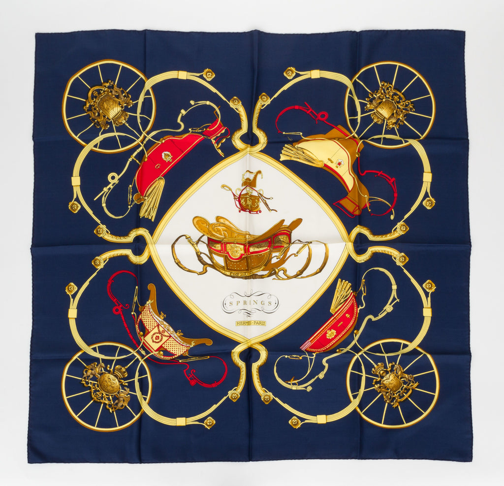 Hermès Blue Silk Springs Scarf by Ledoux