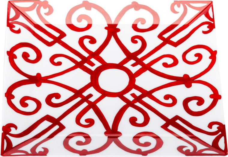 Hermes Balcon Red & White Porcelain Dish