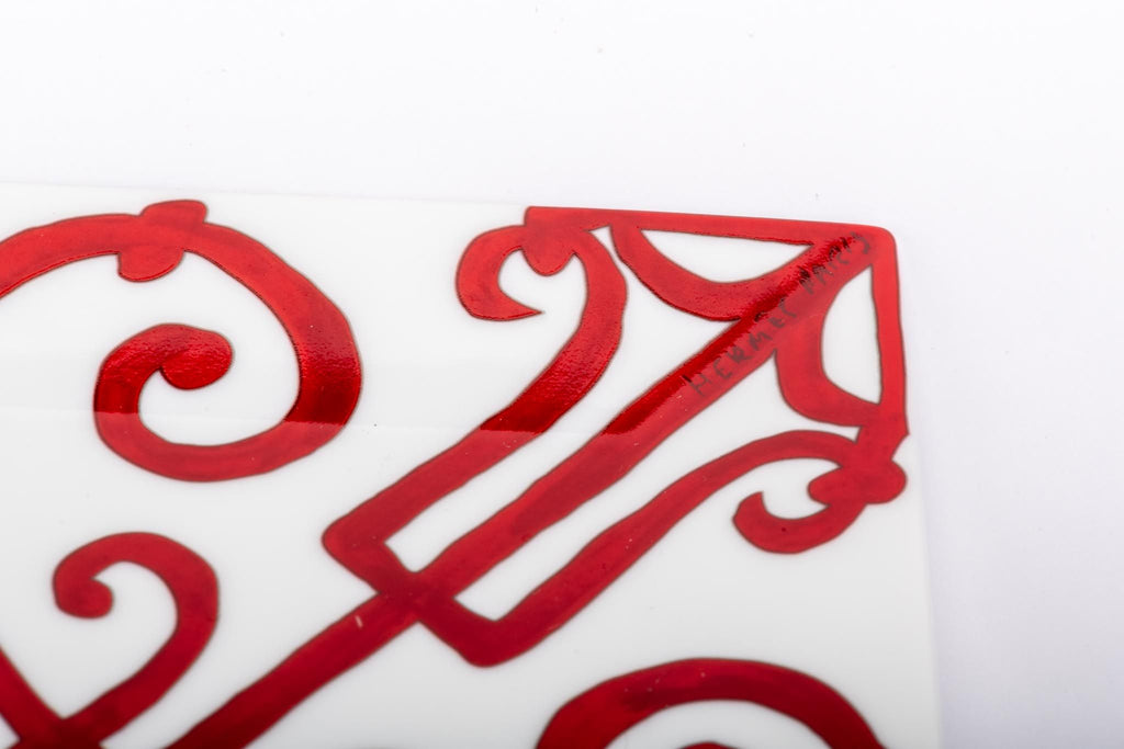 Hermes Balcon Red & White Porcelain Dish